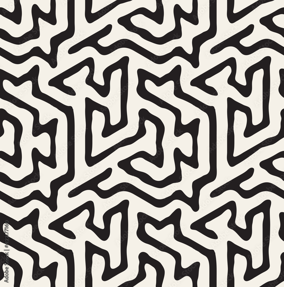Vector seamless pattern. Modern stylish texture with smooth natural maze. Repeating abstract tileable background. Compound organic shapes. Trendy surface design.
