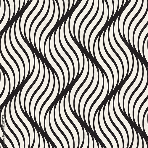 Seamless pattern with geometric waves. Endless stylish texture. Ripple monochrome background.