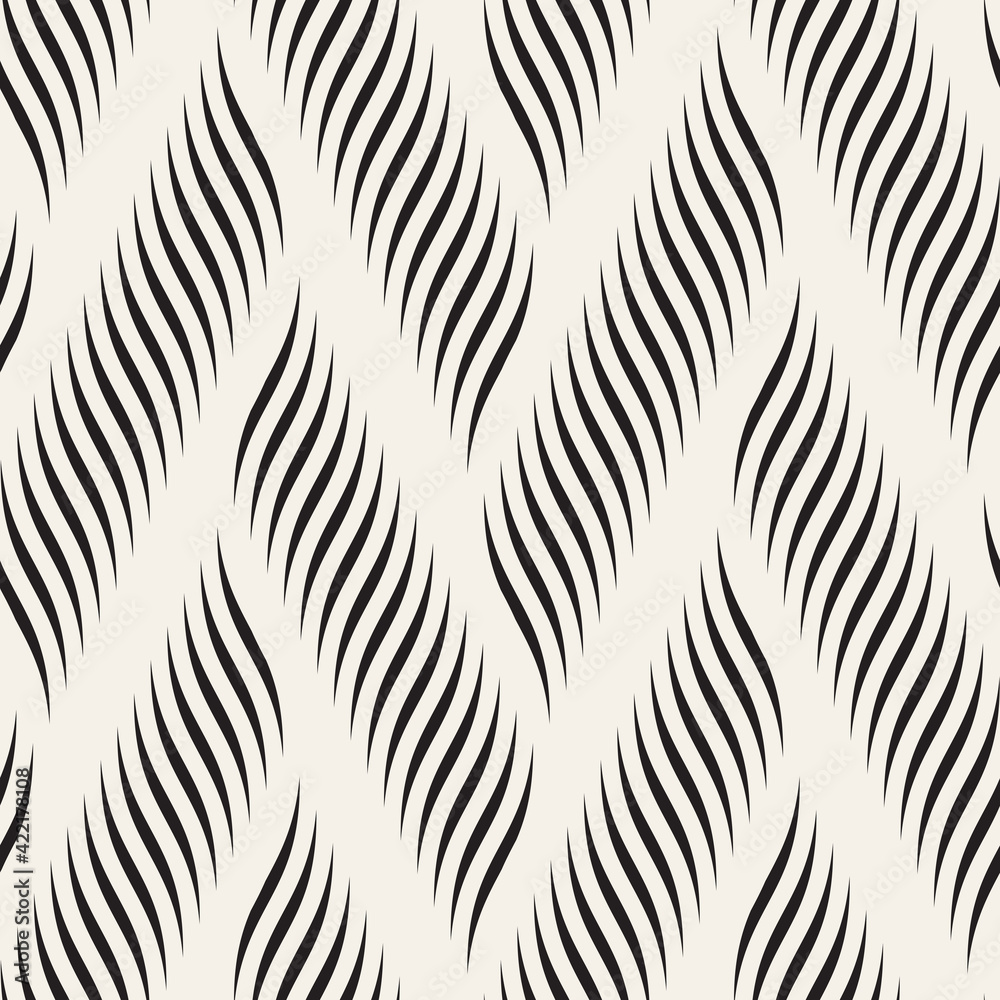 Seamless pattern with geometric waves. Endless stylish texture. Ripple monochrome background.