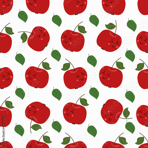 Funny fruits seamless pattern. Flat style illustration.