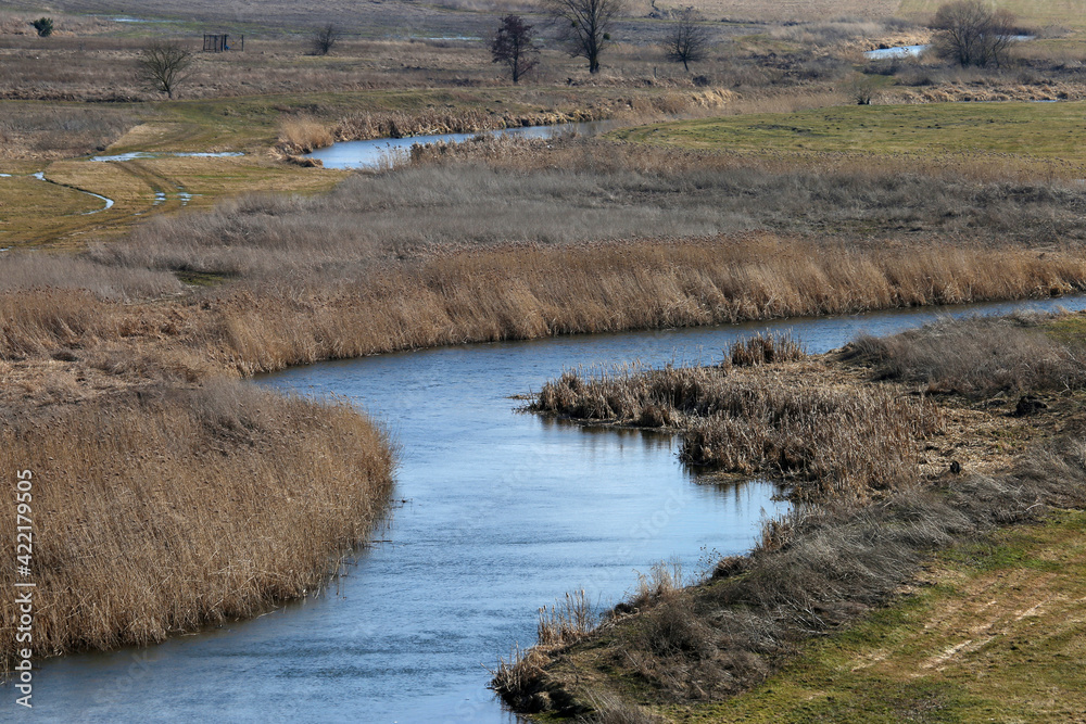 The landscape of a field and river