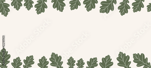 Floral web banner with drawn color leaves. Nature concept design. Modern floral compositions with summer branches. Vector illustration on the theme of ecology, natura, environment