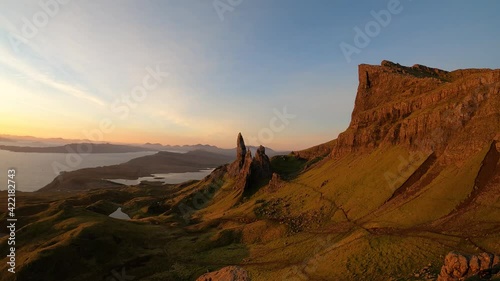 4k timelapse of sunrise over the Old Man of Storr on the Isle of Skye, Scotland