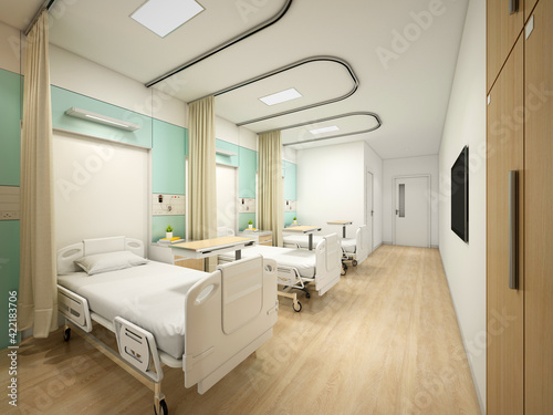 Fototapeta Naklejka Na Ścianę i Meble -  3d render of modern hospital interior  clinic room