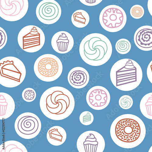 Vector Blue Bakery seamless pattern background. Perfect for fabric, scrapbooking, wallpaper projects.