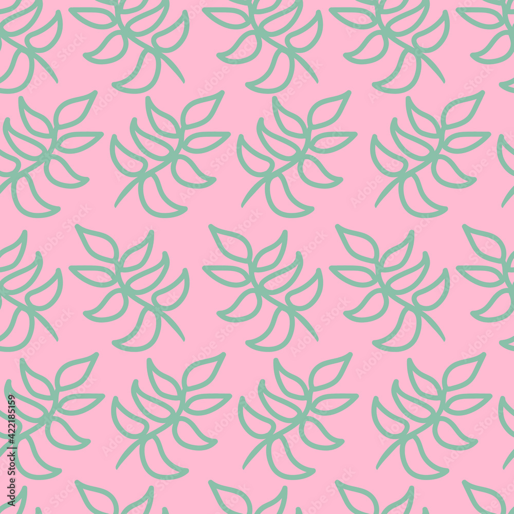 Vector Leaf Pink seamless pattern background. Perfect for fabric, scrapbooking, wallpaper projects.