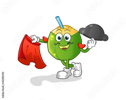coconut drink matador with red cloth illustration. character vector