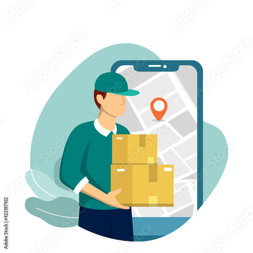 Illustration people delivery products
