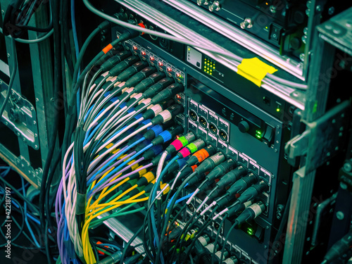 Multi-colored wires are con...