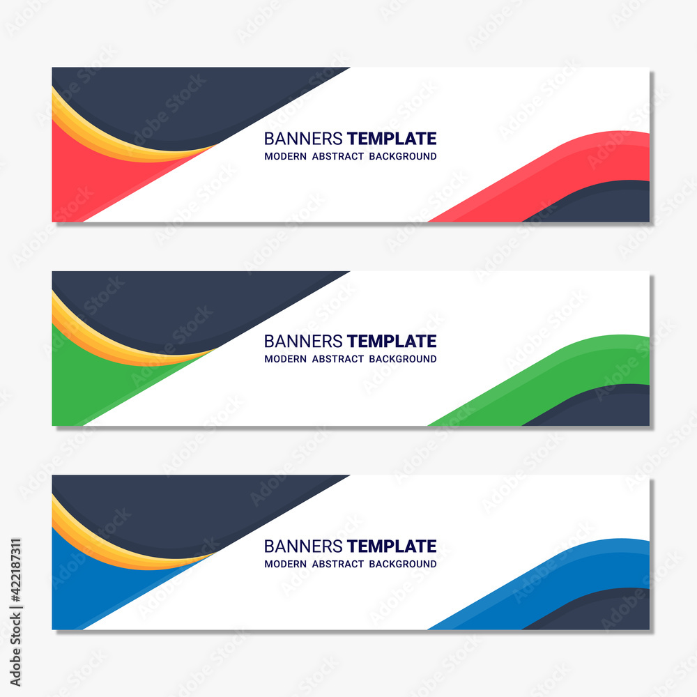 Set of horizontal banner design modern social media template isolated white background 
