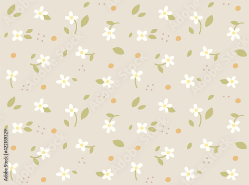Cute floral pattern background. Simple pattern design template.