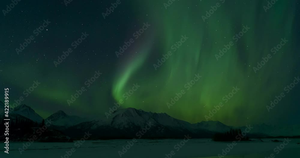 Big Aurora band over Knik River, Alaska - Northern Lights AK