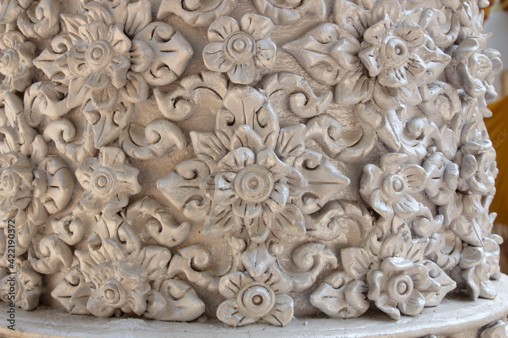 Traditional Thai style stucco on the wall in temple, Thailand. Traditional Thai style stucco on the wall in temple, Thailand.