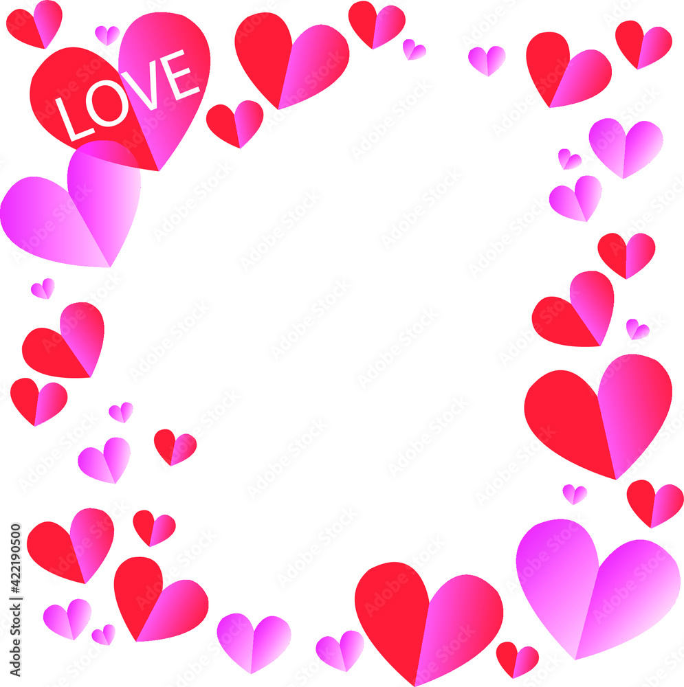 frame from hearts on white background, with place for text, vector, valentine's day, love