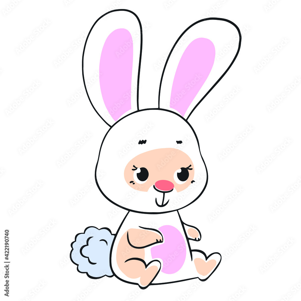 cute baby hare sits on white background, vector illustration. cute baby hare sits on white background, vector illustration.