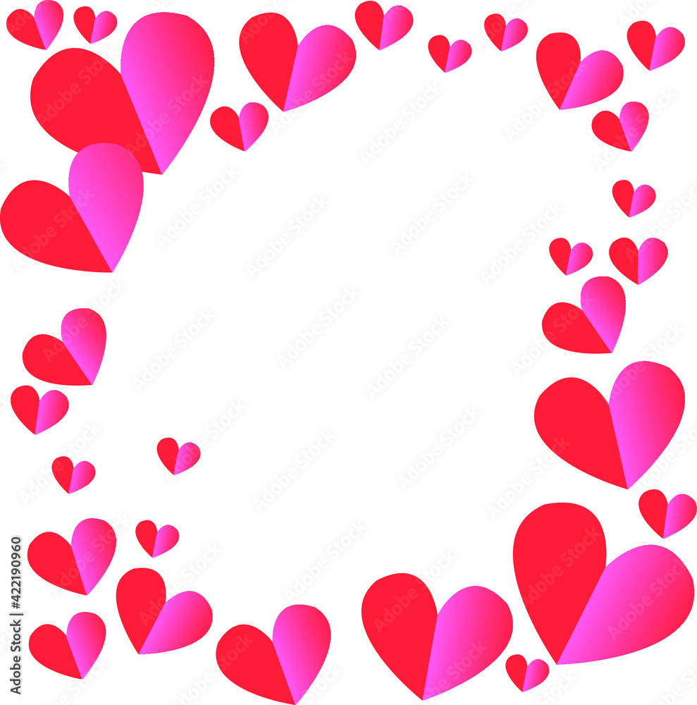 frame from hearts on white background, with place for text, vector, valentine's day, love