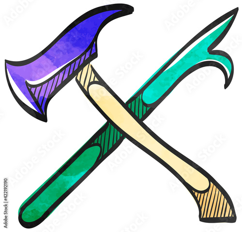 Watercolor style icon Fireman tools