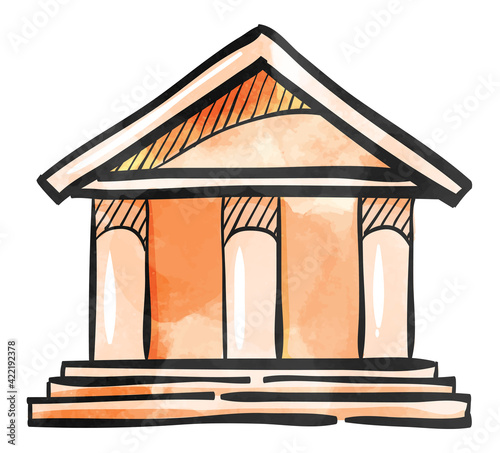 Watercolor style icon Bank building