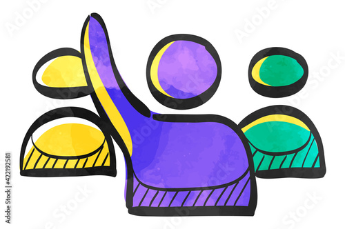 Watercolor style icon Raise hand