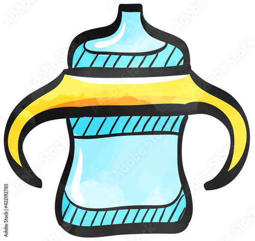 Watercolor style icon Milk bottle