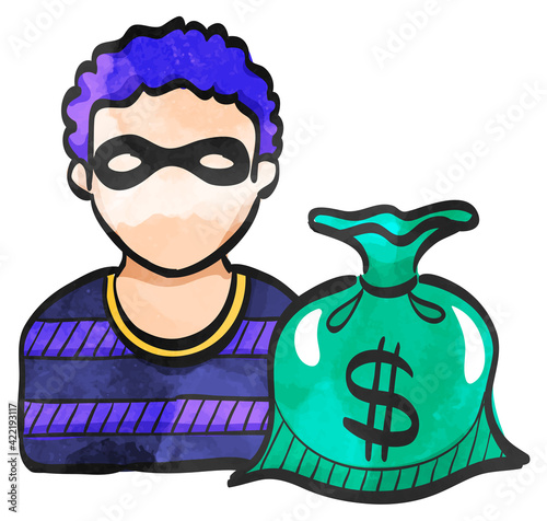 Watercolor style icon Burglar