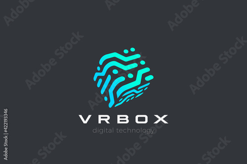 Box Logo Cube abstract design Virtual RealityTechnology vector template linear style. Neural network Artificial intelligence AI internet web Logotype concept icon.