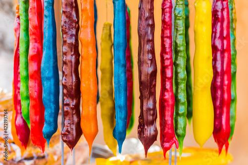 Churchkhela, traditional Georgian national delicacy, close up photo