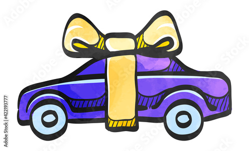 Watercolor style icon Car prize