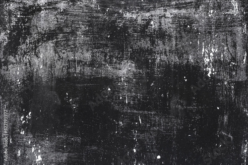 Old scratched grunge black painted metal surface texture background