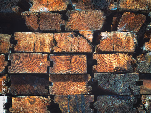 Fotografie reclaimed  flooring plank's stacked