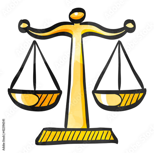 Watercolor style icon Justice scale