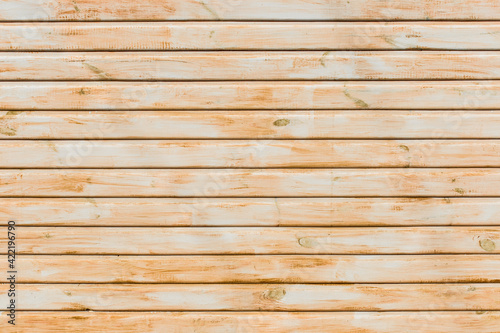 Light brown horizontal wooden planks with white paint texture background