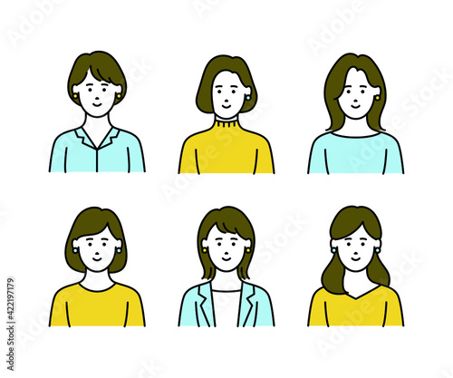 女性　ベクター　アイコンセット　