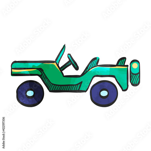 Watercolor style icon Military vehicle