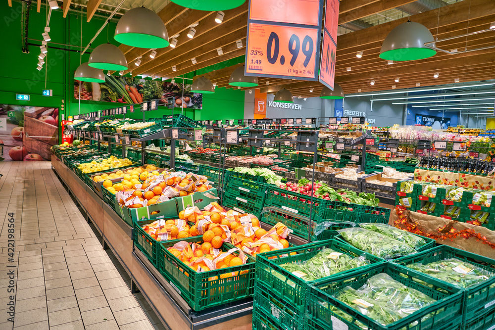 BERLIN, GERMANY - CIRCA SEPTEMBER, 2019: interior shot of Kaufland in  Berlin. Kaufland is a German hypermarket chain, part of the Schwarz Gruppe  which also owns Lidl and Handelshof. Stock Photo | Adobe Stock