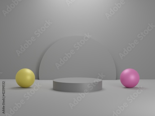 3d abstract minimal geometric forms. Glossy luxury podium for your design minimal 3d illustration render . Pastel color scene for show product. Fashion show stage, shopfront. minimal graphic design
