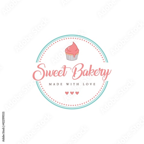 Bakery and Dessert Logo, Sweet Bakery Logo, Sign, Template, Flat Design Vector
