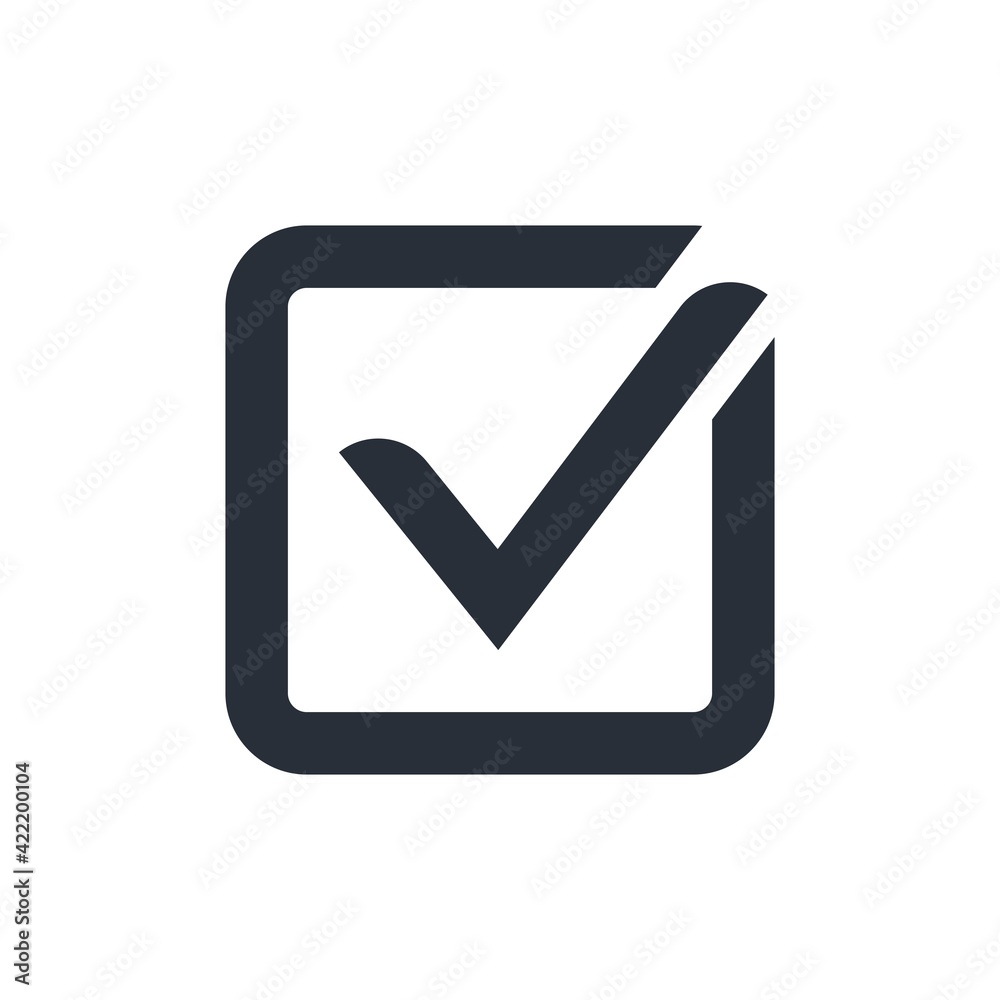 Check mark icon in a box. Tick symbol. Vector illustration isolated on white background. Check mark icon in a box. Tick symbol. Vector illustration isolated on white background.