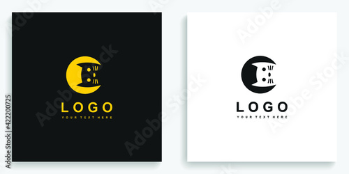 Black Yellow Cat Animal Logo. Modern logo icon symbol template vector design