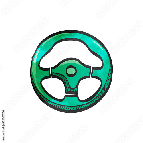 Watercolor style icon Steering wheel