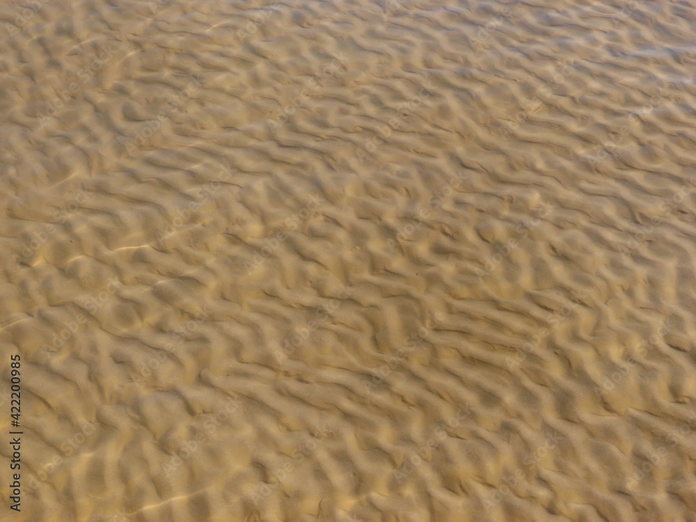 Obraz premium Background of river sand through a layer of river water on the banks of the Irtysh River