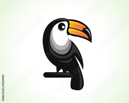 simple elegant modern toucan bird perch art logo symbol illustration inspiration