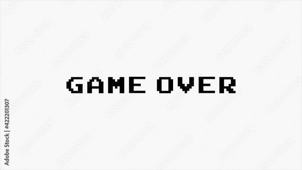 Game Over text with glitch screen effects on a black background. Game Over text with glitch screen effects on a black background.