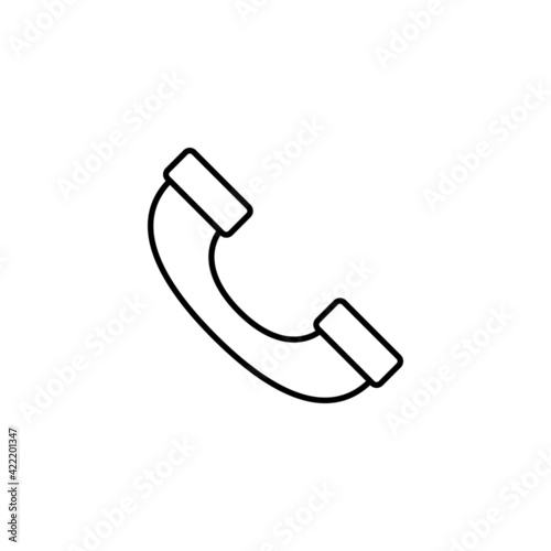 Phone call icon in flat black line style, isolated on white 