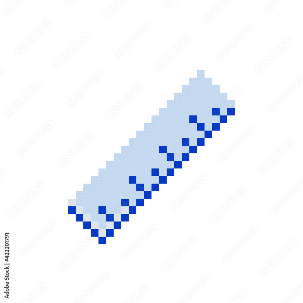 Fototapeta premium Metal ruler tool pixel art icon. Stationery, isolated vector flat illustration. Back to school. Design for stickers, logo and mobile app. Game assets 8-bit sprite.