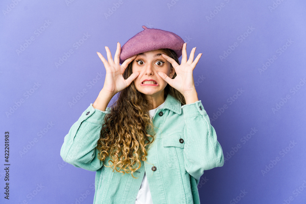 Young caucasian cute woman keeping eyes opened to find a success opportunity. Young caucasian cute woman keeping eyes opened to find a success opportunity.