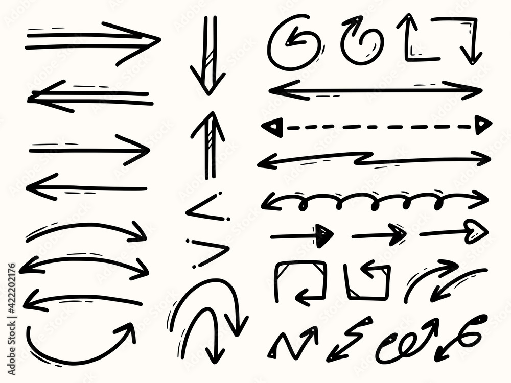 Hand drawing arrow collection set Hand drawing arrow collection set