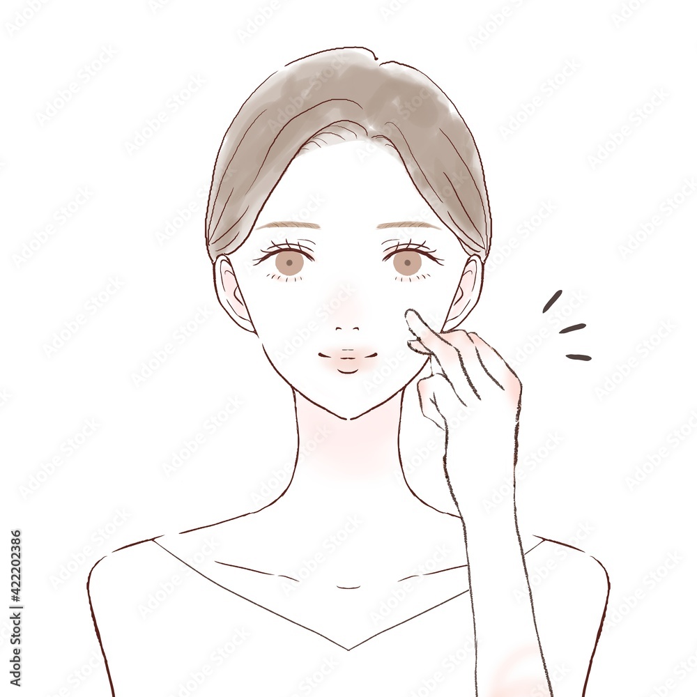 スキンケア　女性　薬指