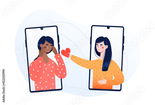 Online or mobile phone networking communication concept