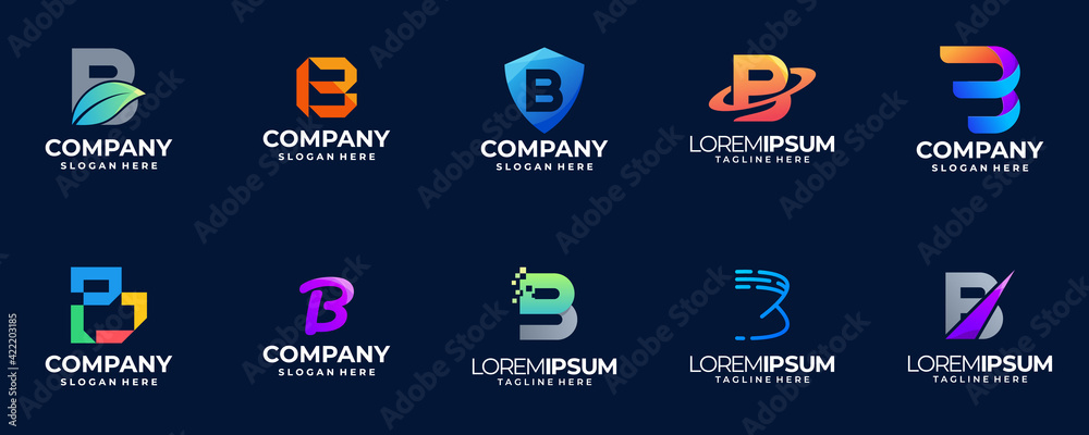 collection of letter B colorful logo
